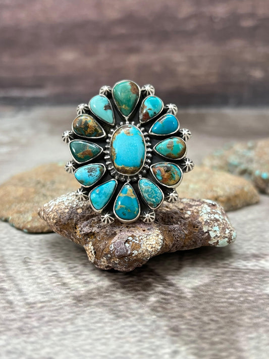 Handmade Sterling Silver Hardy Pit Adjustable Ring with Signed Nizhoni