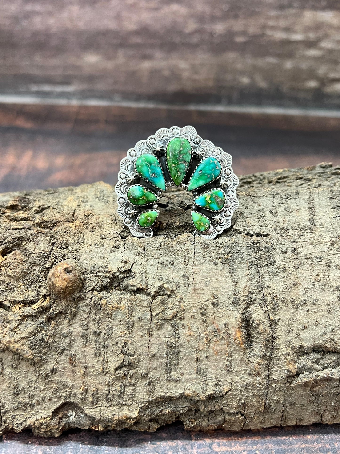Handmade Sterling Silver Sonoran Mountain Turquoise Naja Adjustable Ring with Signed Nizhoni (6)