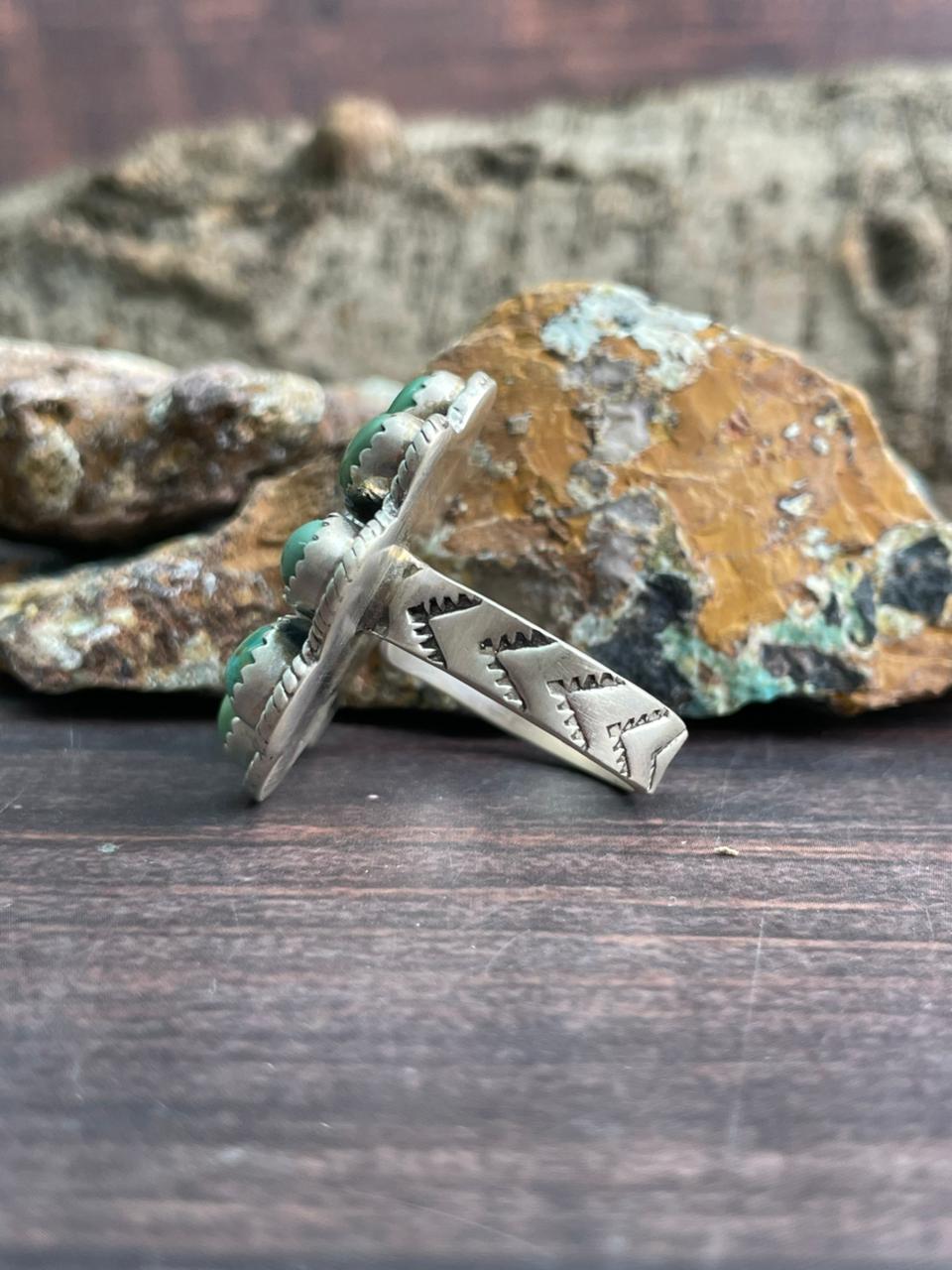Handmade Sterling Silver Kingman with Wildhorse Magnesite Adjustable Ring "Signed Nizhoni"