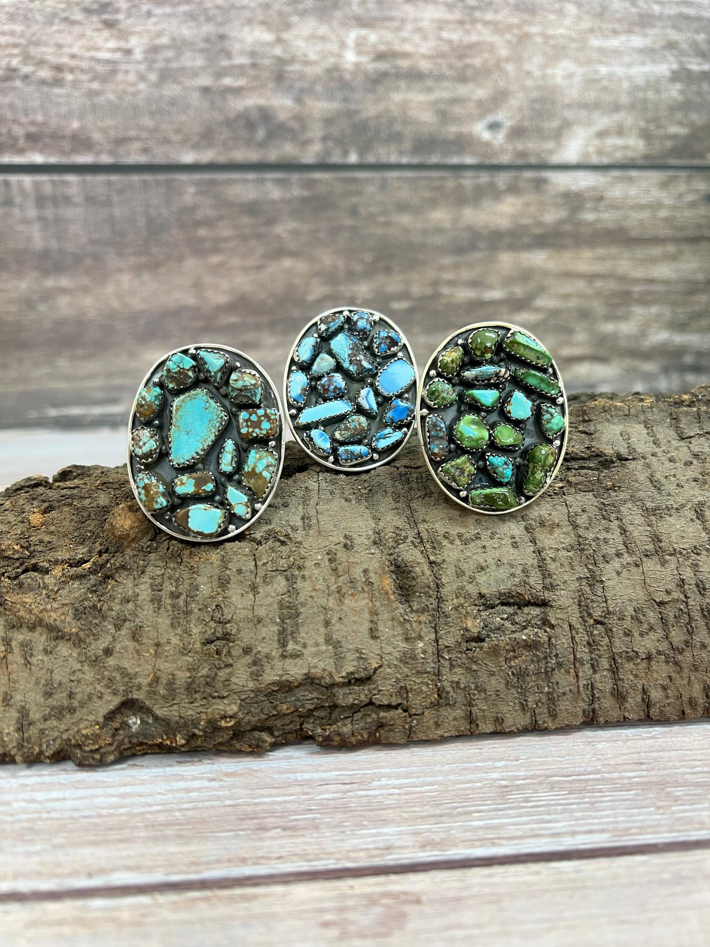 Handmade Sterling Silver Golden Hills, Number 8, Sonoran Mountain Turquoise Adjustable Ring with Signed Nizhoni