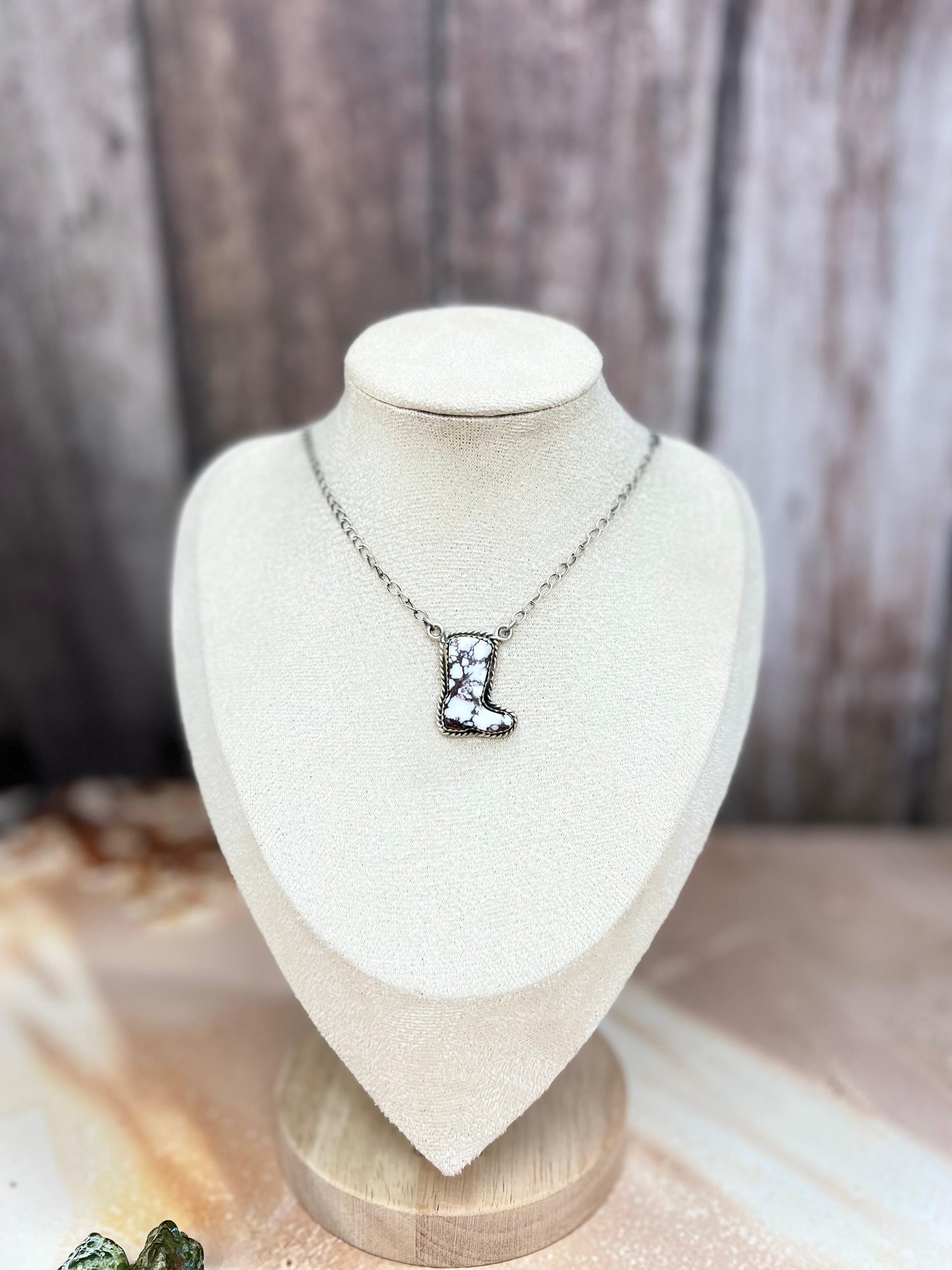 Handmade Sterling Silver Wild Horse Shoe Necklace with Signed Nizhoni