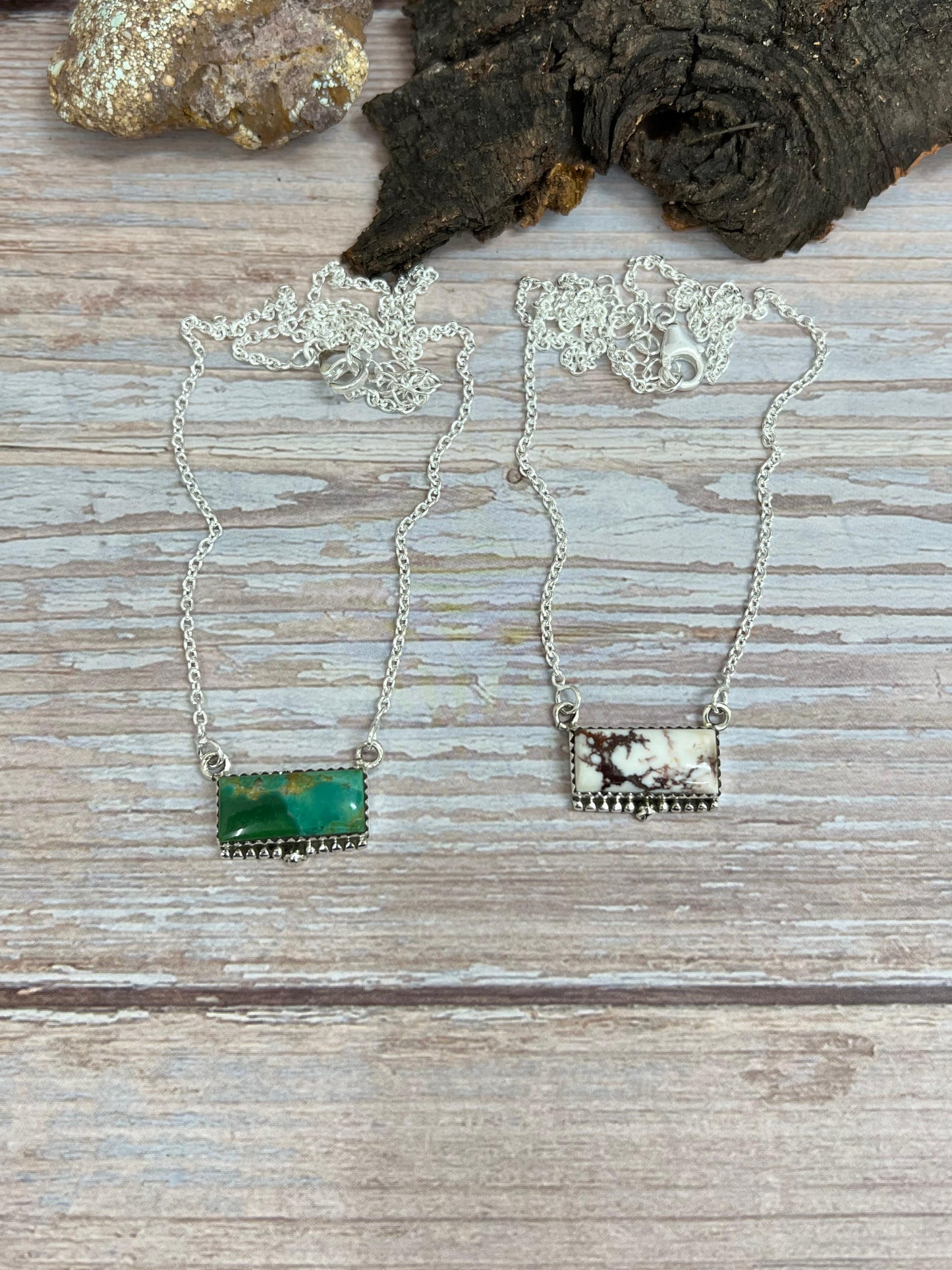 Handmade Sterling Silver Kingman, Wild Horse Necklace with Signed Nizhoni