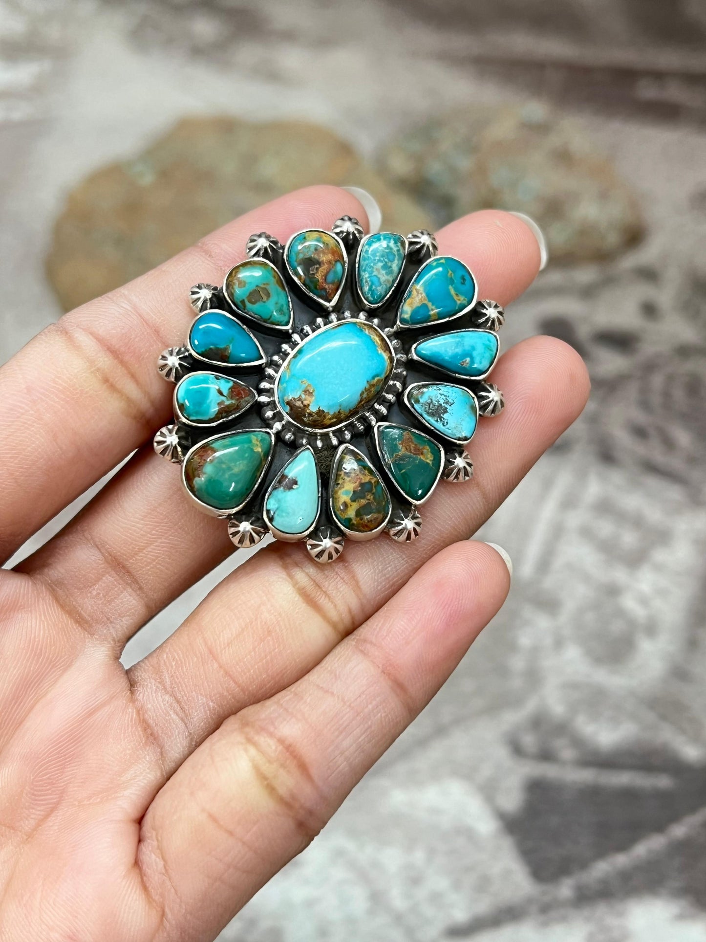 Handmade Sterling Silver Hardy Pit Adjustable Ring with Signed Nizhoni