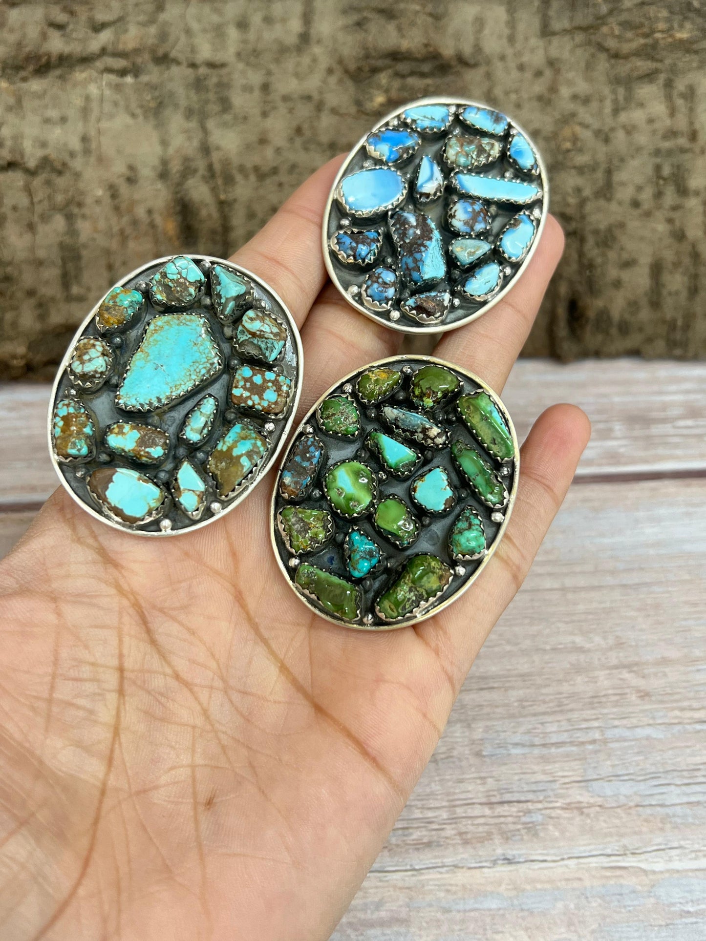 Handmade Sterling Silver Golden Hills, Number 8, Sonoran Mountain Turquoise Adjustable Ring with Signed Nizhoni