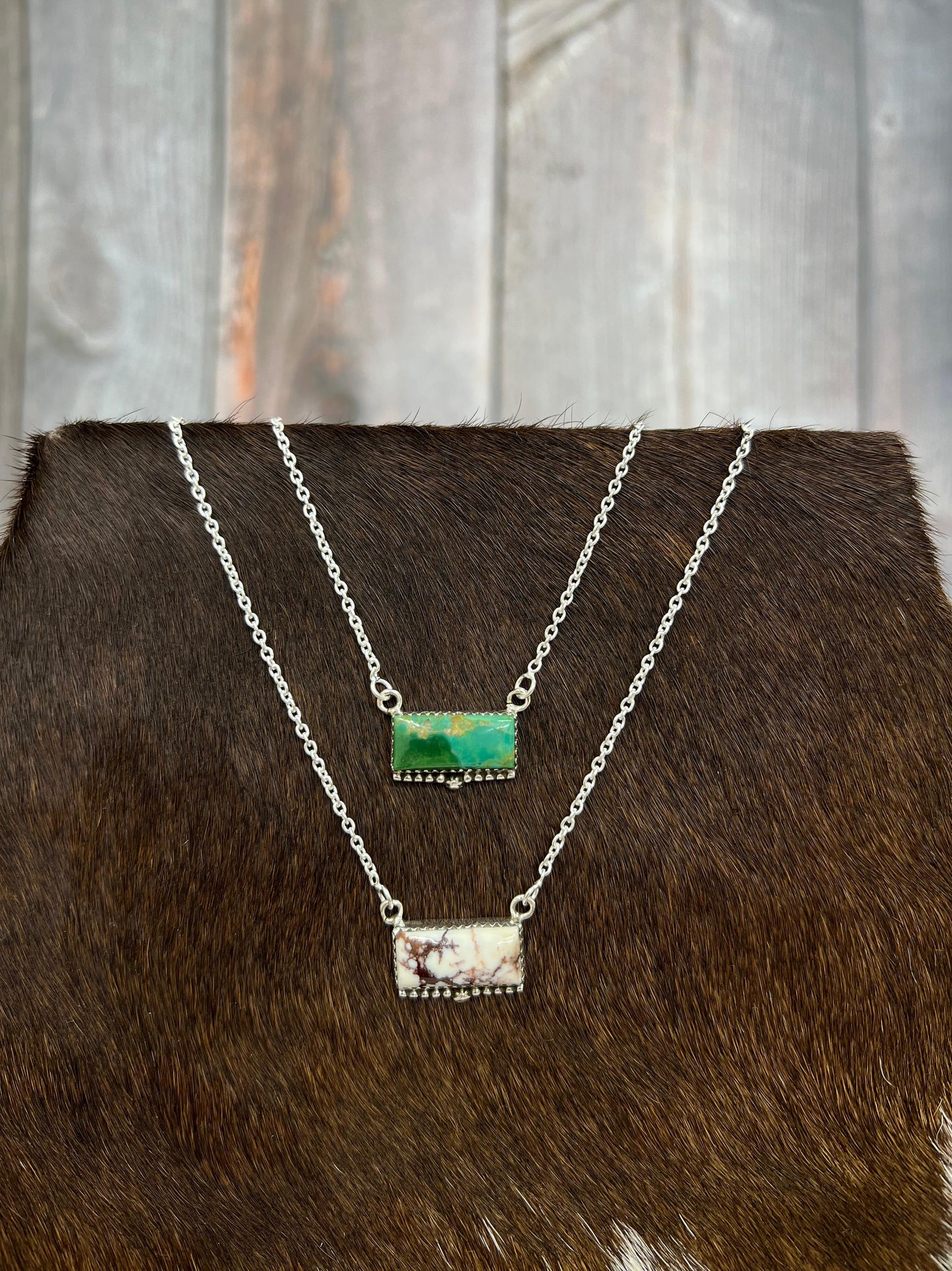 Handmade Sterling Silver Kingman, Wild Horse Necklace with Signed Nizhoni