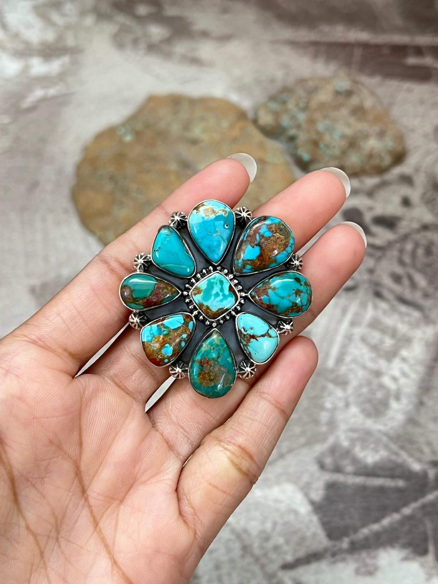 Handmade Sterling Silver Hardy Pit Adjustable Ring with Signed Nizhoni