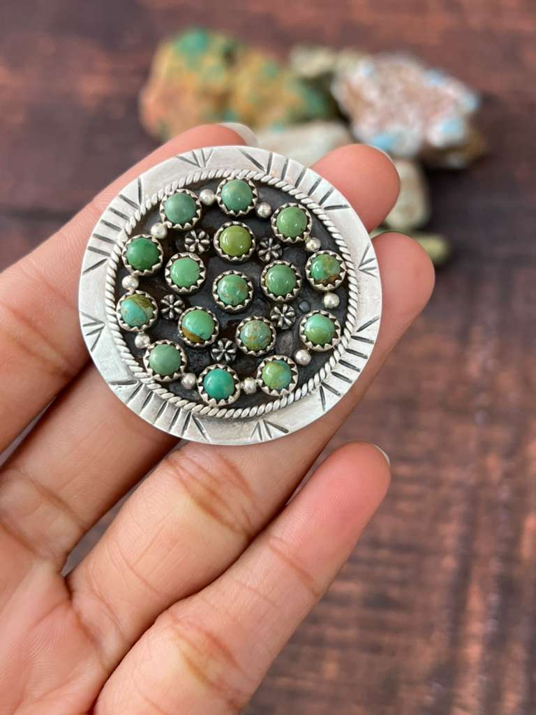 Handmade Sterling Silver Kingman Turquoise Adjustable Rings, Signed Nizhoni