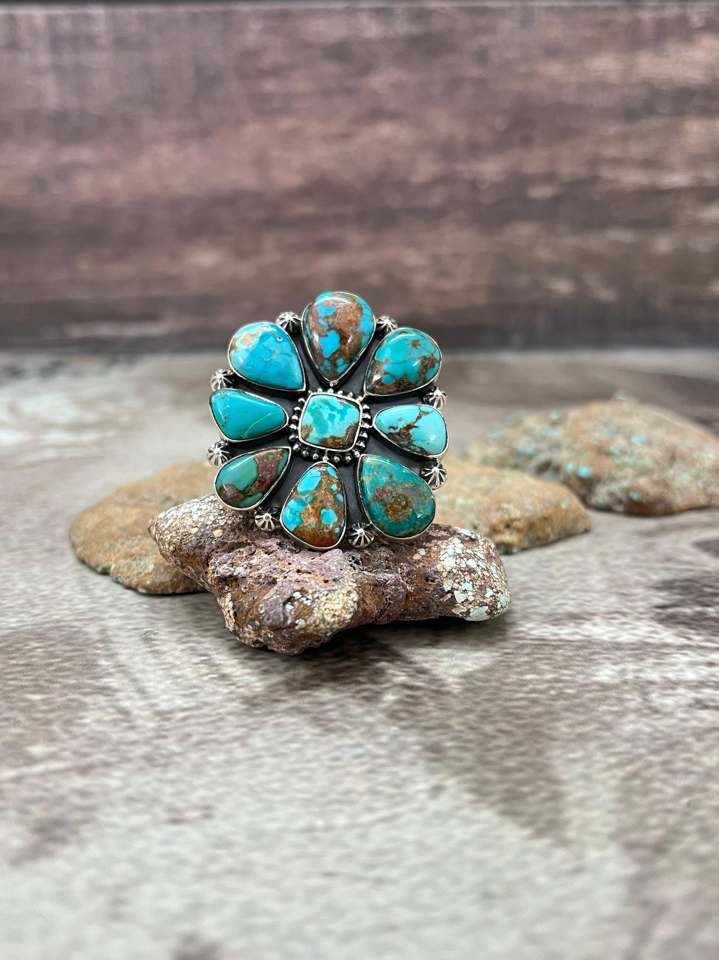 Handmade Sterling Silver Hardy Pit Adjustable Ring with Signed Nizhoni