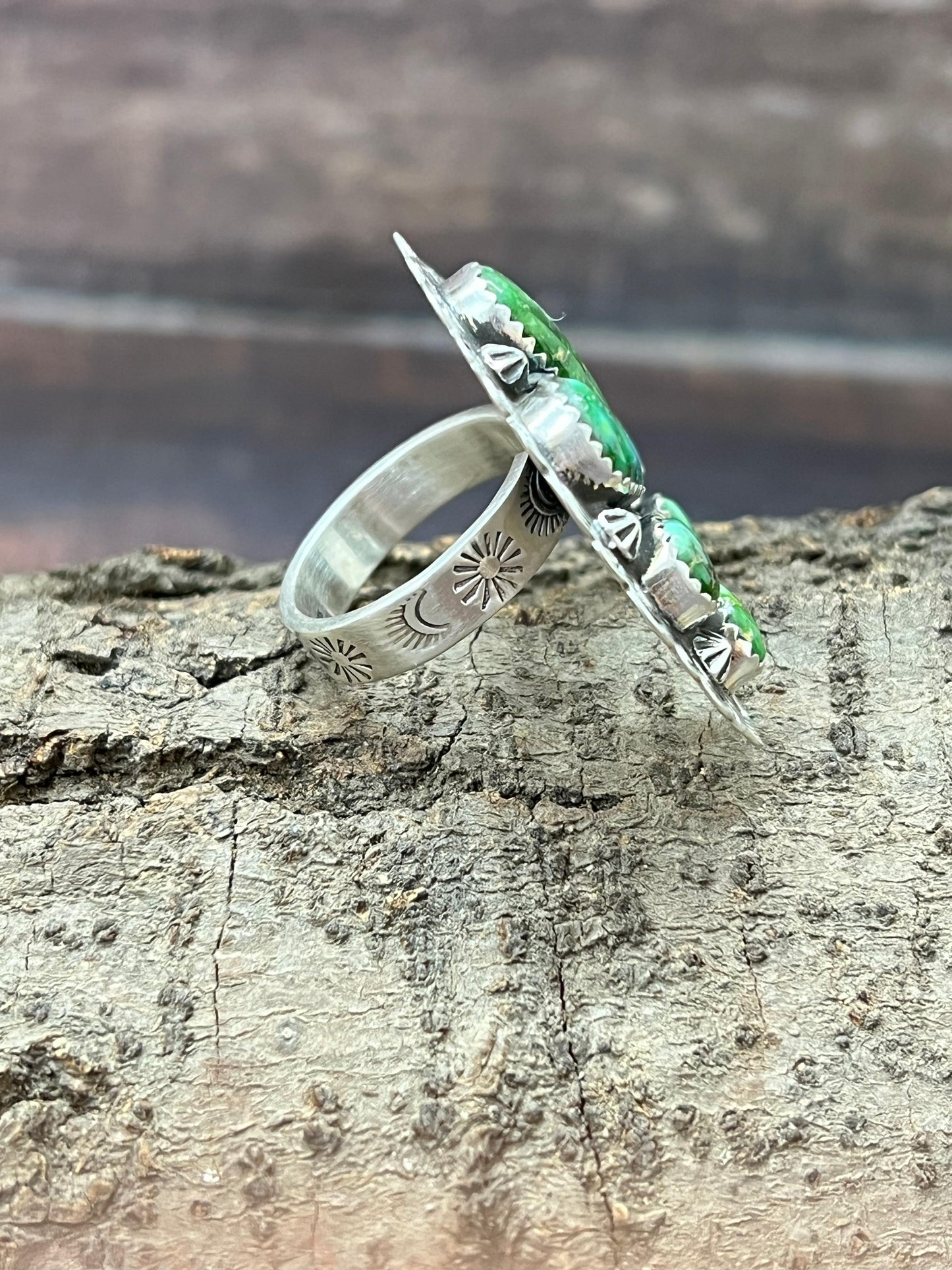 Handmade Sterling Silver Sonoran Mountain Turquoise Naja Adjustable Ring with Signed Nizhoni (6)