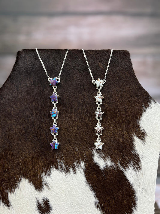 Handmade Sterling Silver Purple Copper Turquoise, Wild Horse Necklace with Signed Nizhoni