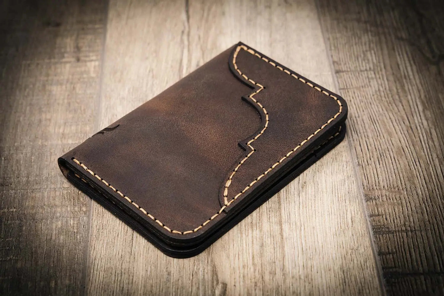 Western Vertical Wallet - Walnut Brown