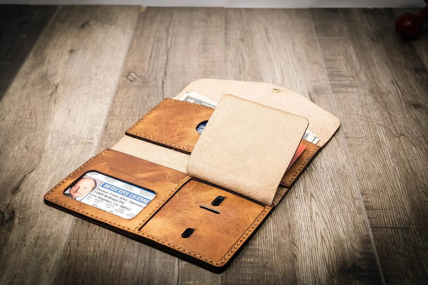 Badge Clutch Wallet - Saddle Tan