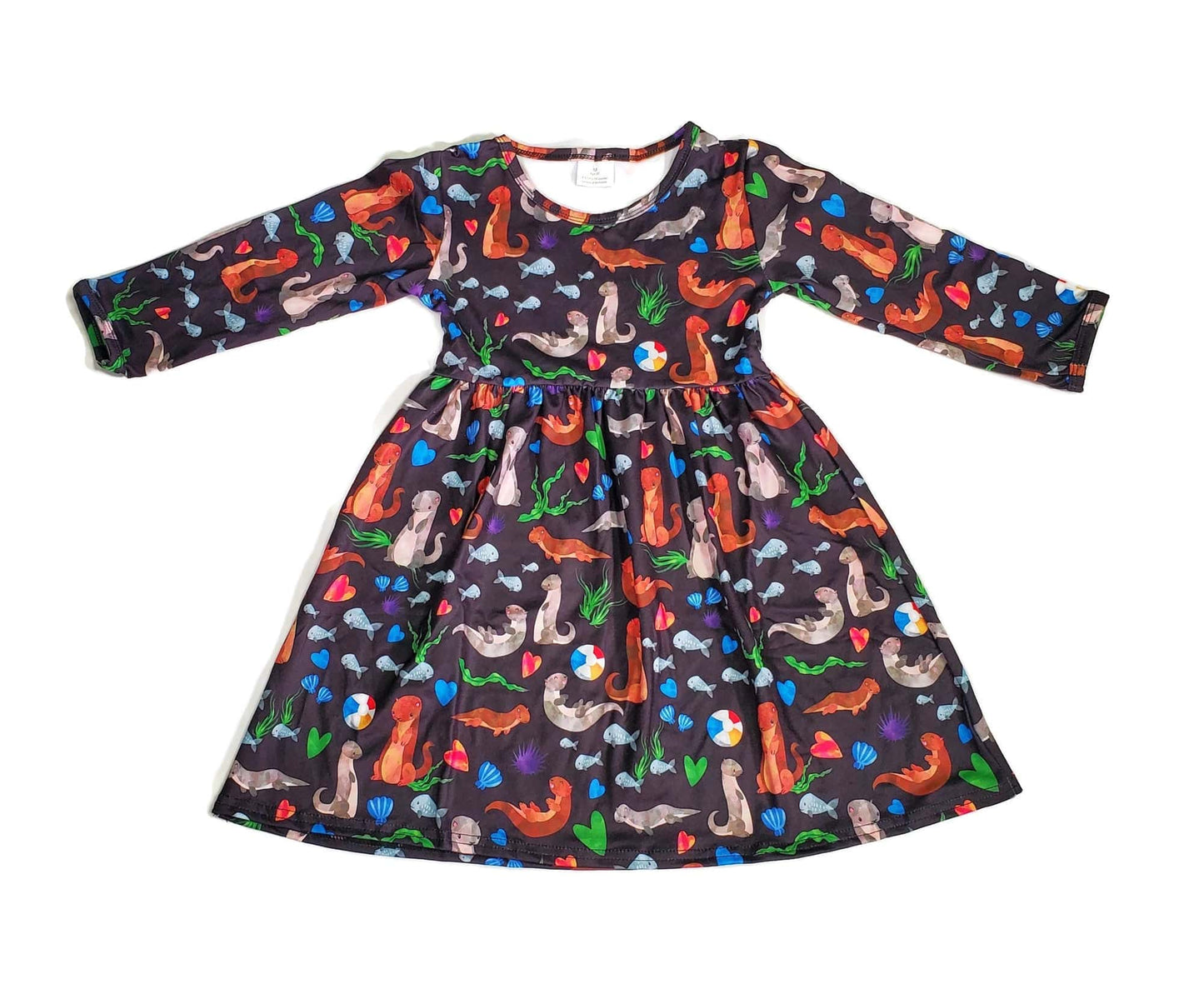Otter Have Fun Long Sleeve Milk Silk Dress
