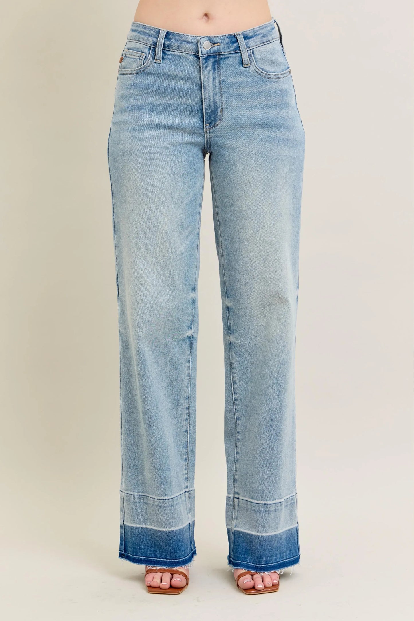 Judy Blue Plus Size Full Size Wide Leg Jeans with Released Hem
