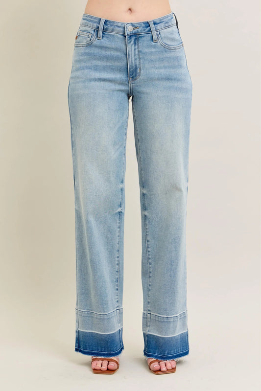 Judy Blue Plus Size Full Size Wide Leg Jeans with Released Hem
