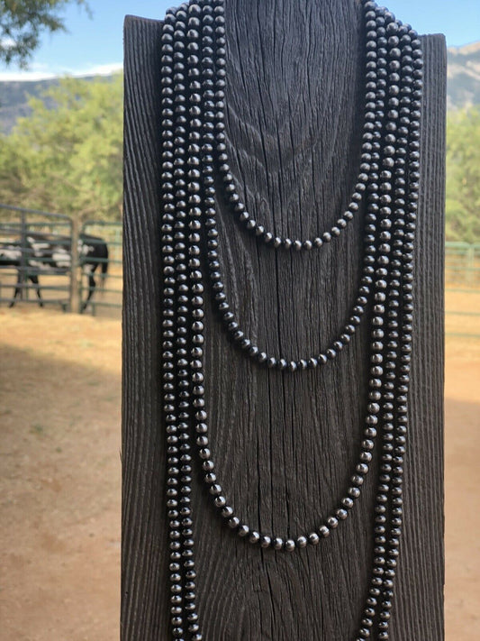5mm Sterling Silver Pearl Style Beaded Necklace