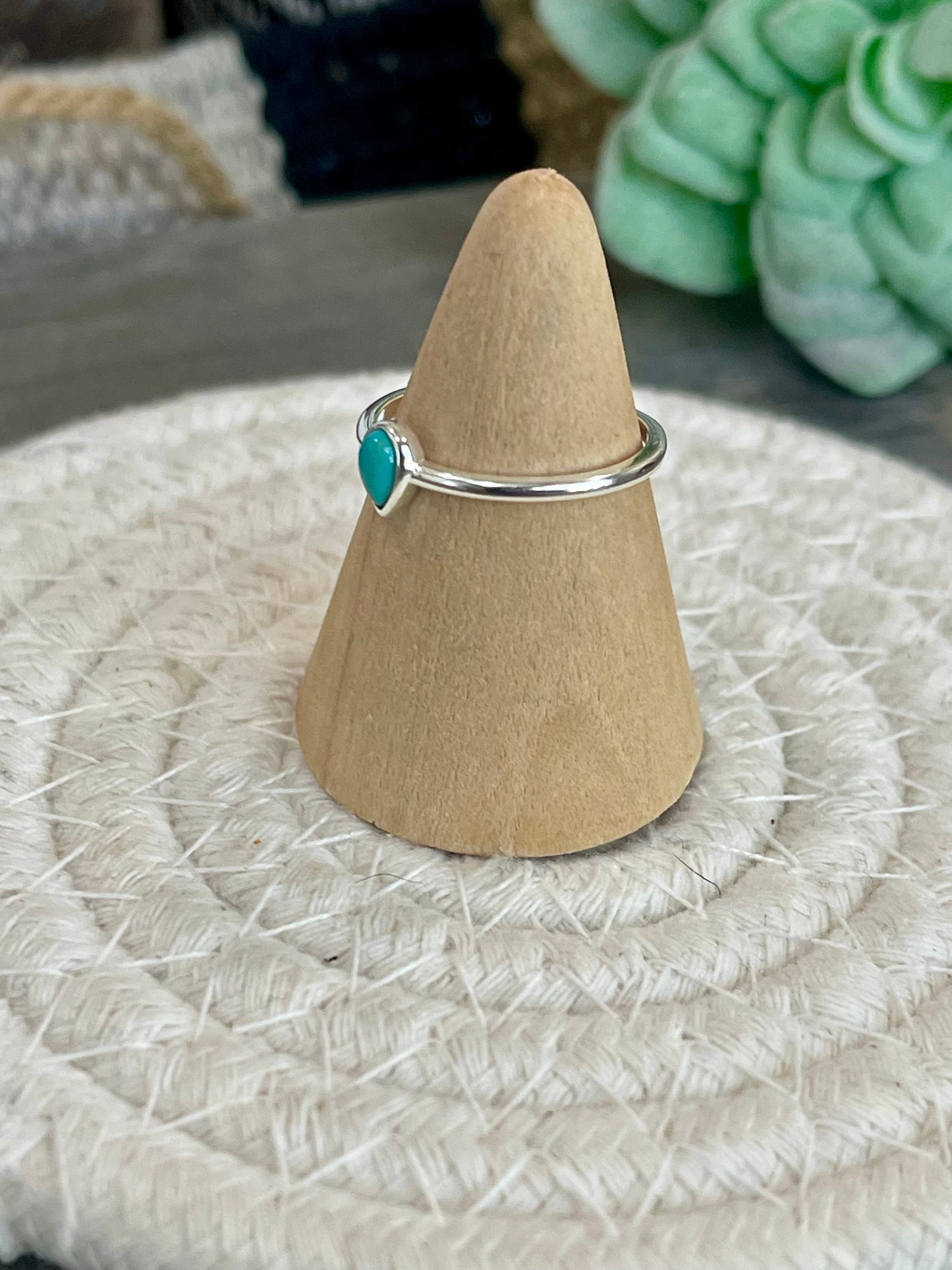 Handmade Turquoise Sterling Silver Mini Teardrop Ring