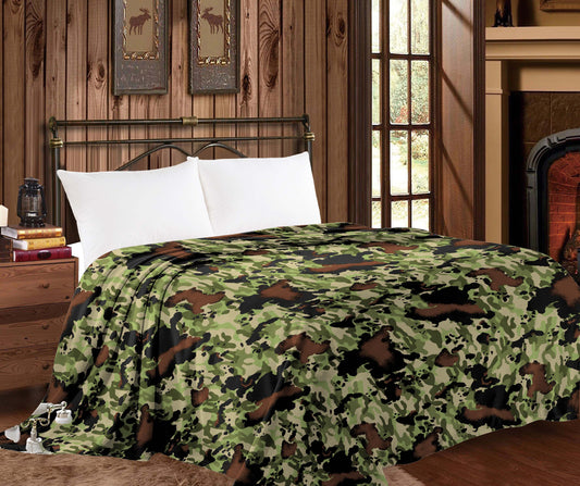 Thin Throw Blanket - Green Crowprint