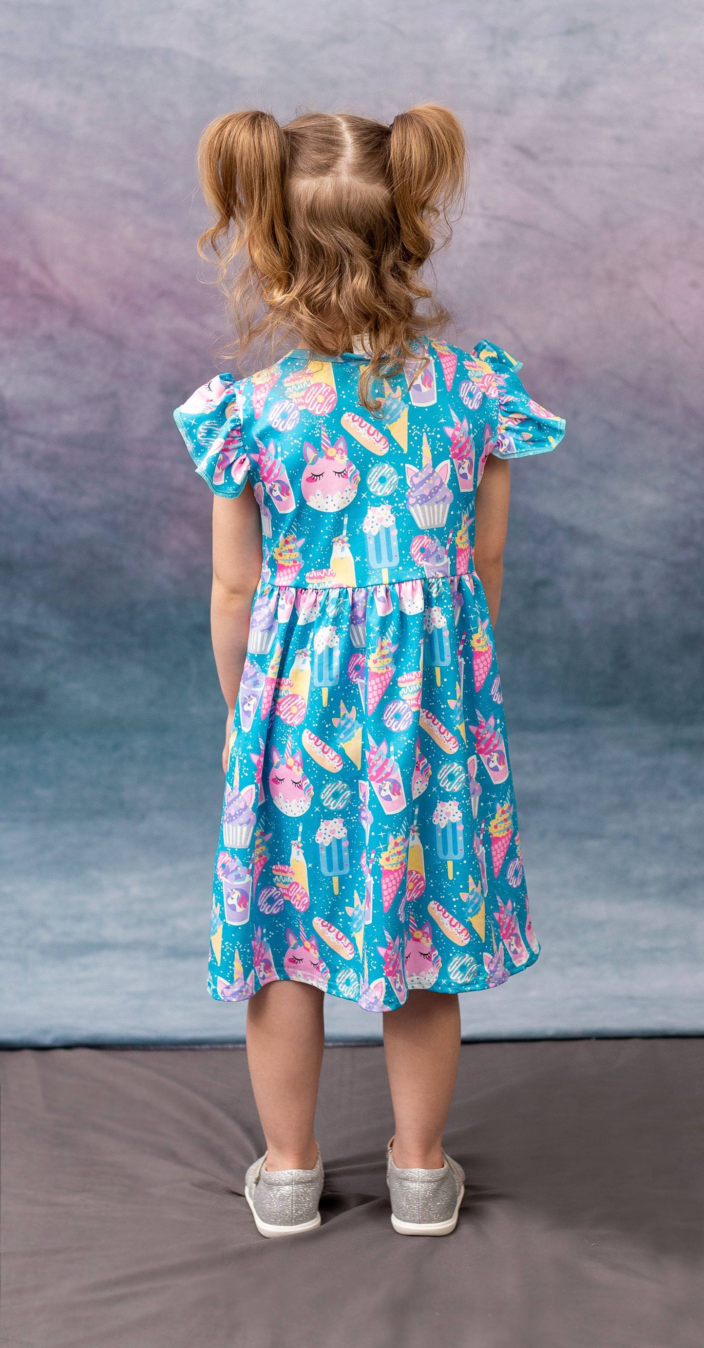 Magical Unicorn Treats Milk Silk Flutter Dress