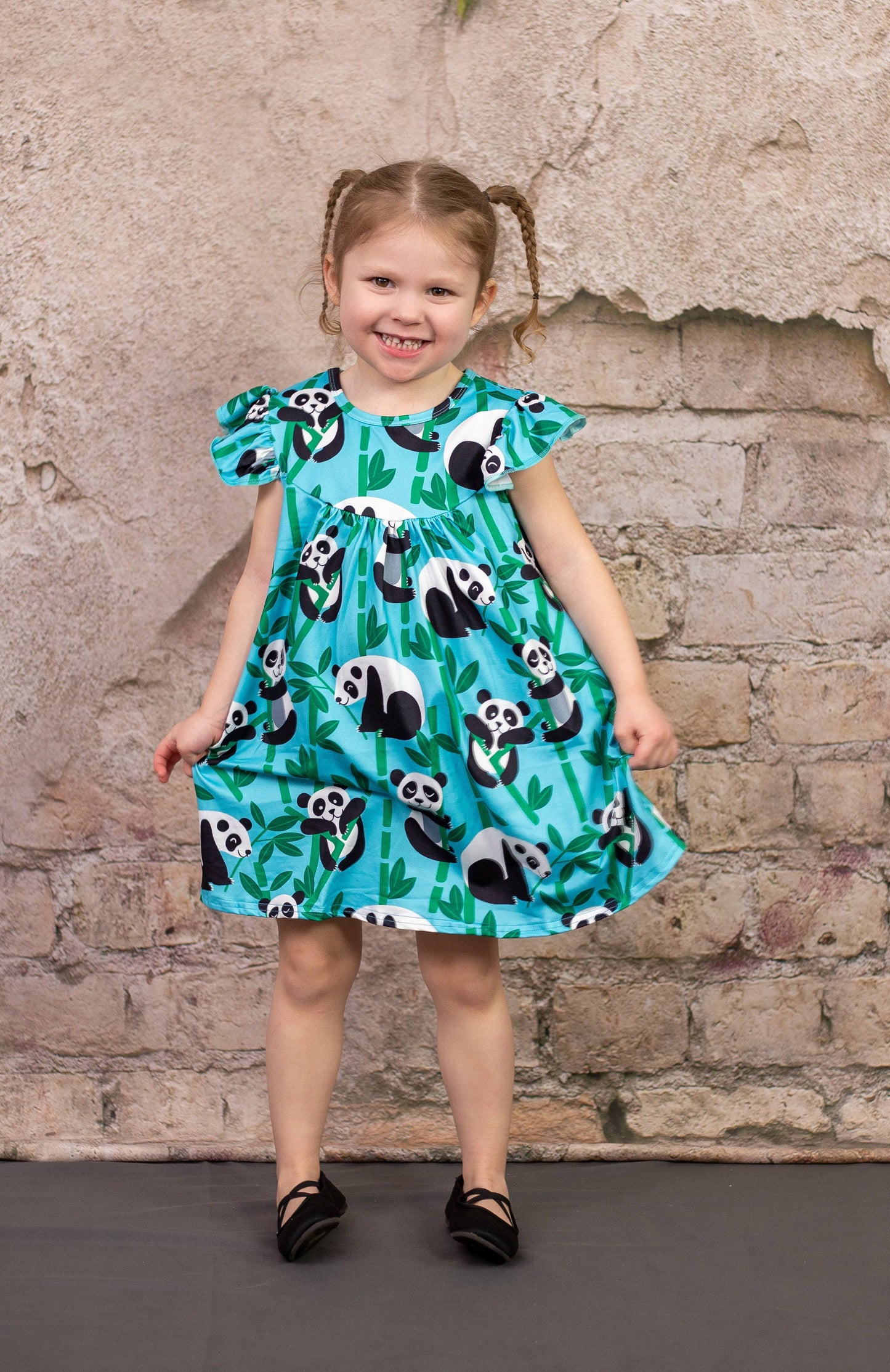 Bamboo Panda Milk Silk Flutter Dress
