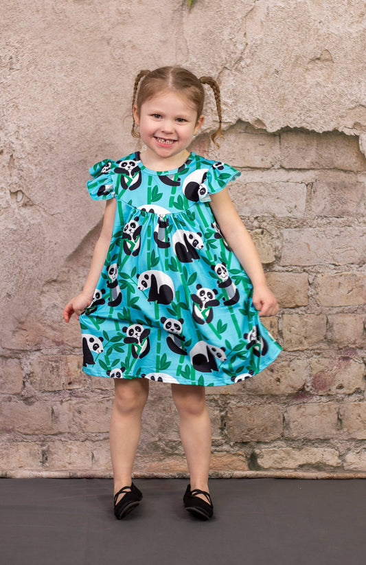 Bamboo Panda Milk Silk Flutter Dress