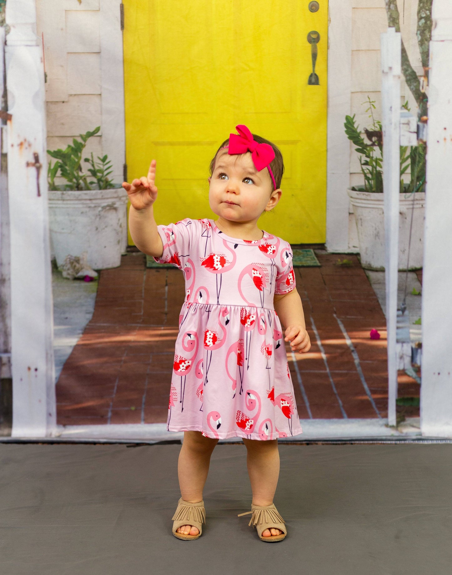 Dancing Flamingo Short Sleeve Milk Silk Dress