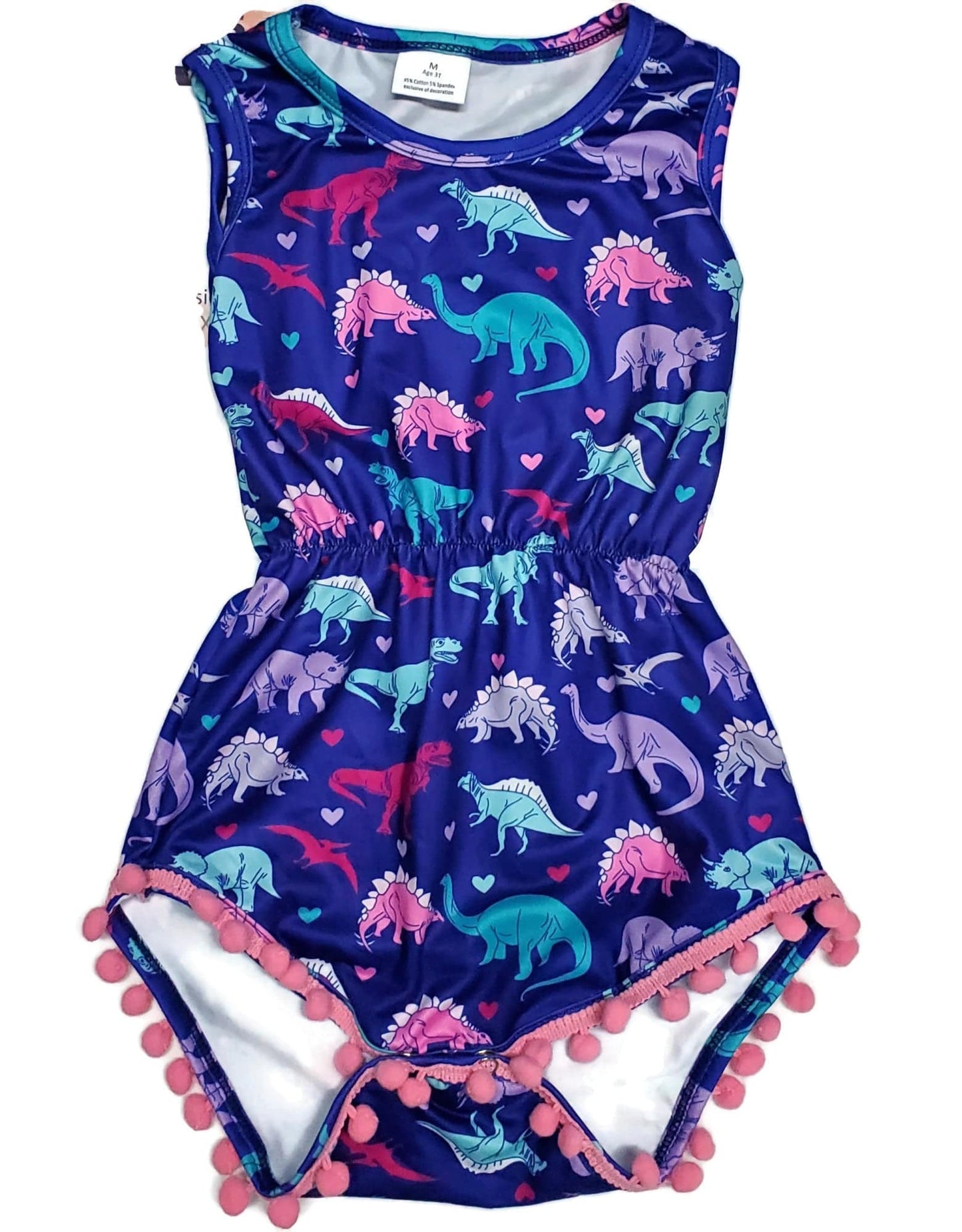 Dinosaur Milk Silk Pom Pom Romper