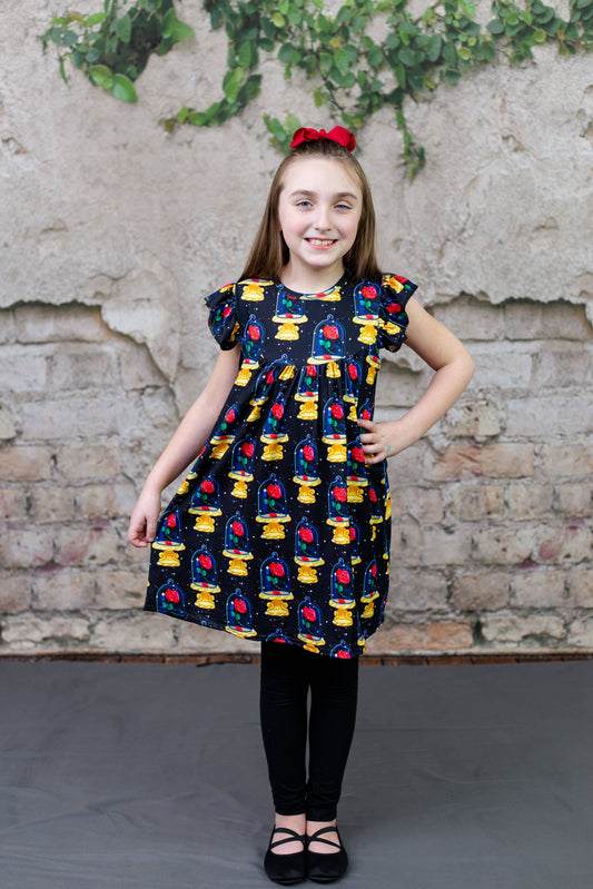 Enchanted Rose Milk Silk Flutter Dress