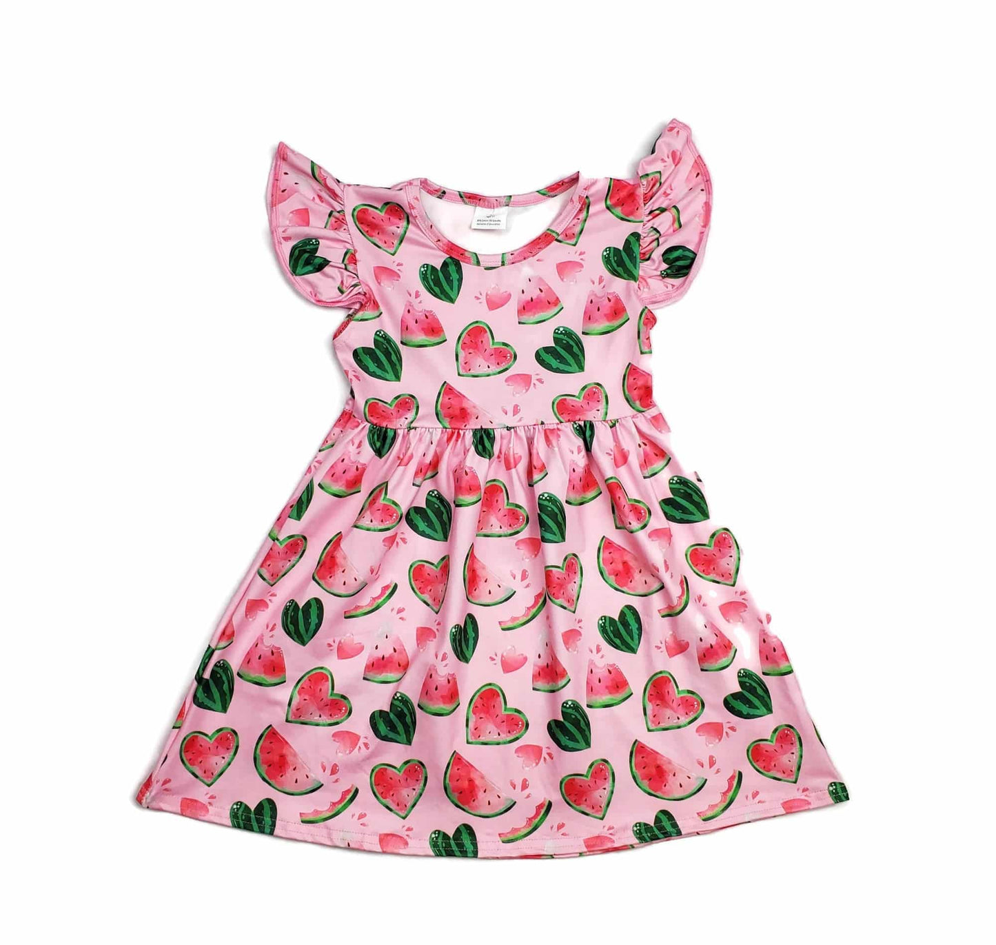 Watermelon Love Long Flutter Milk Silk Dress