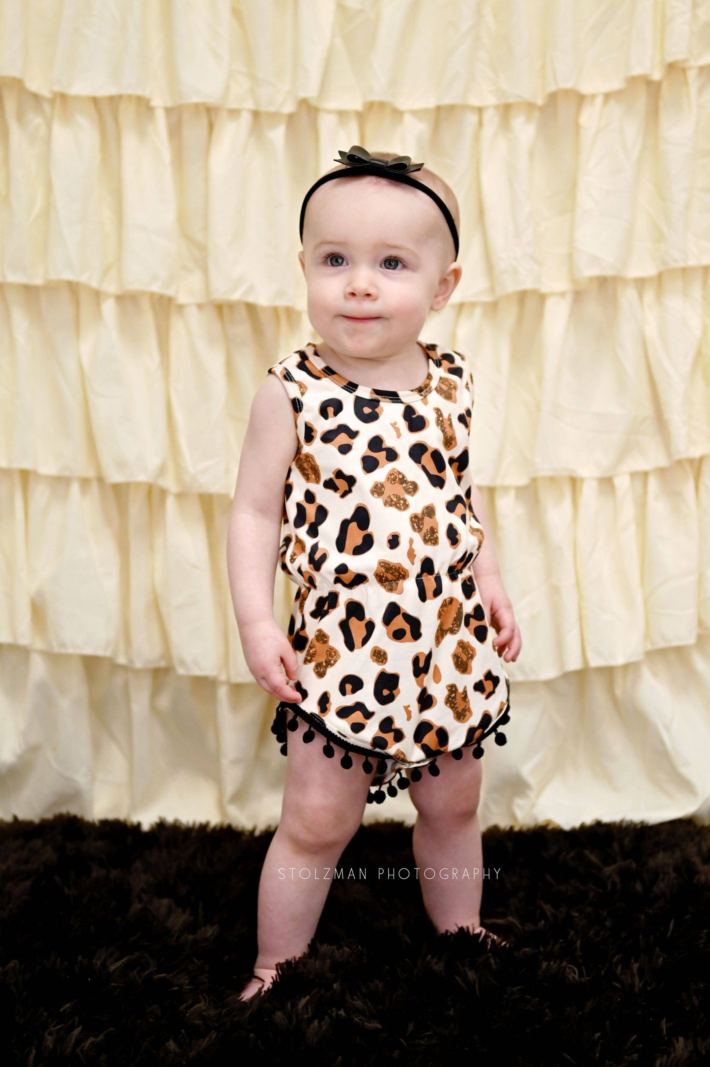 Cheetah Print Milk Silk Pom Pom Romper