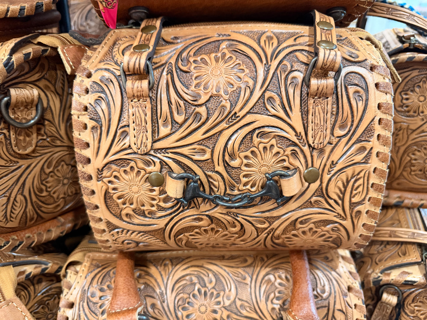 Genuine Hand Tooled Leather Mini Speedy with Horsebit