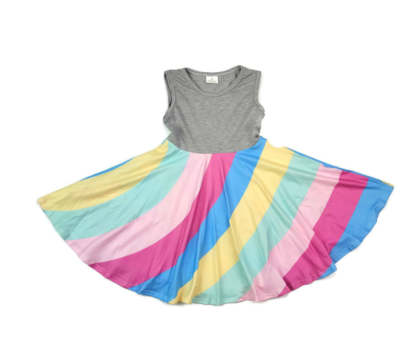 Summer Rainbow Tank Twirl Milk Silk Dress