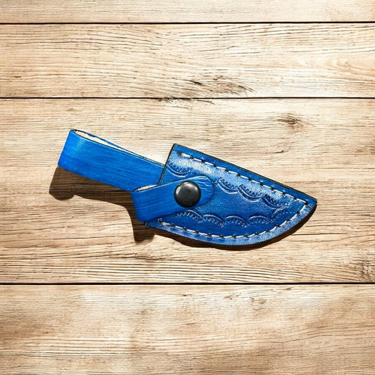 Blue tooled leather sheath