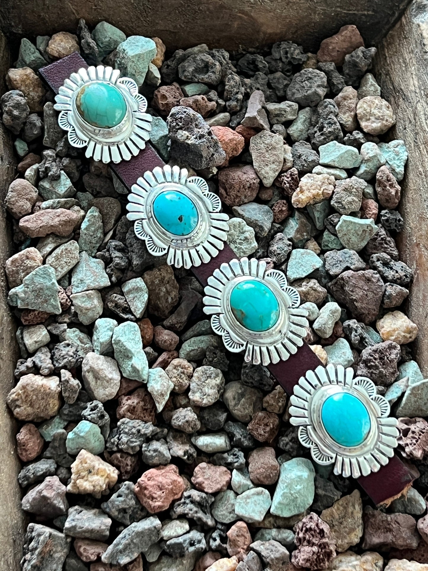 Sterling Silver and Oval Kingman Turquoise Concho Slide