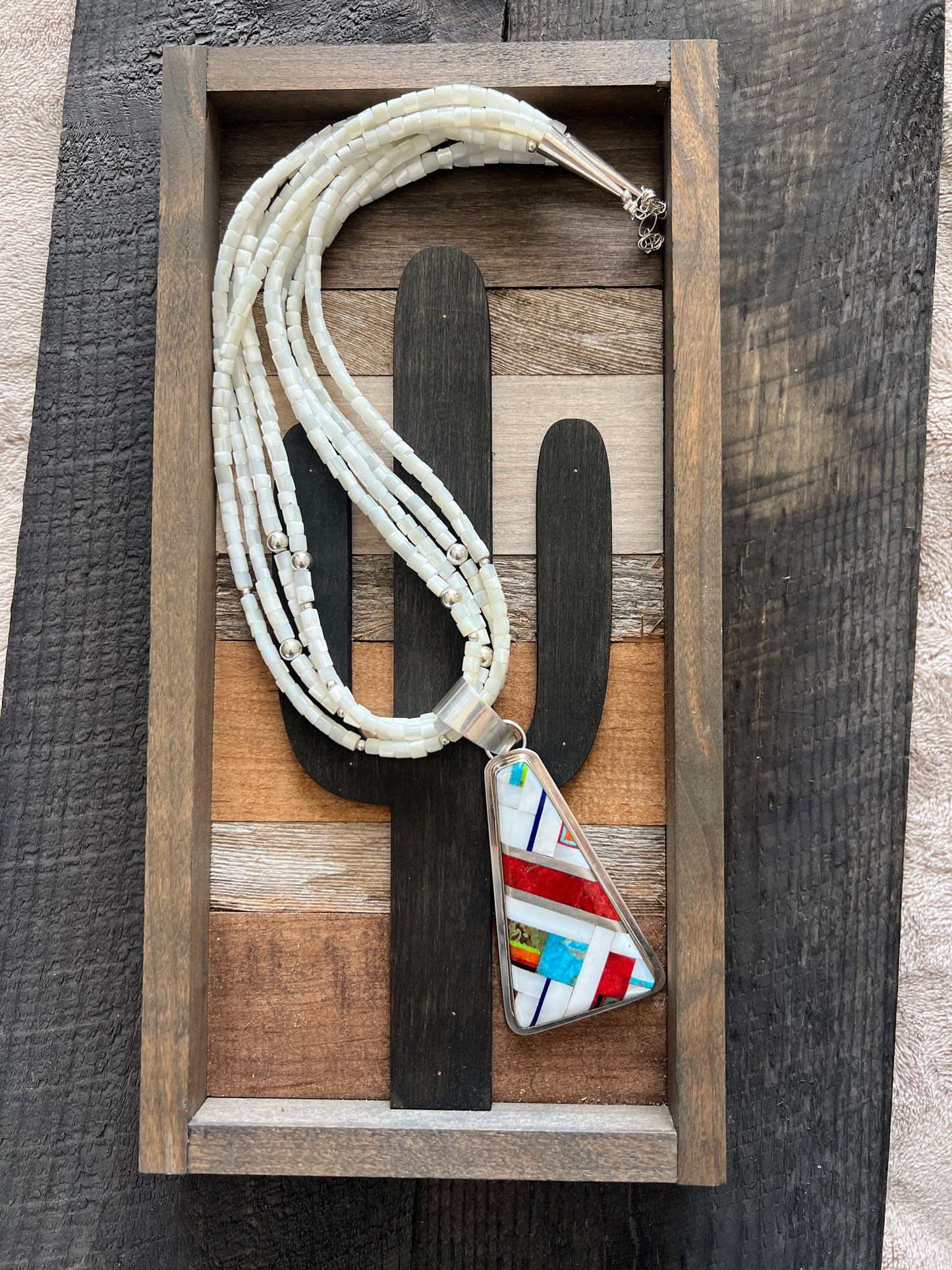 Daniel Coriz Mother Of Pearl Beaded Inlay Necklace