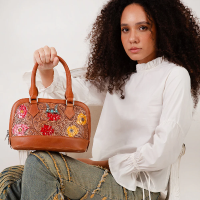 Loyalwest Suave Mini Bag PetalHide - Petal Hide Handtooled Leather And Calfskin