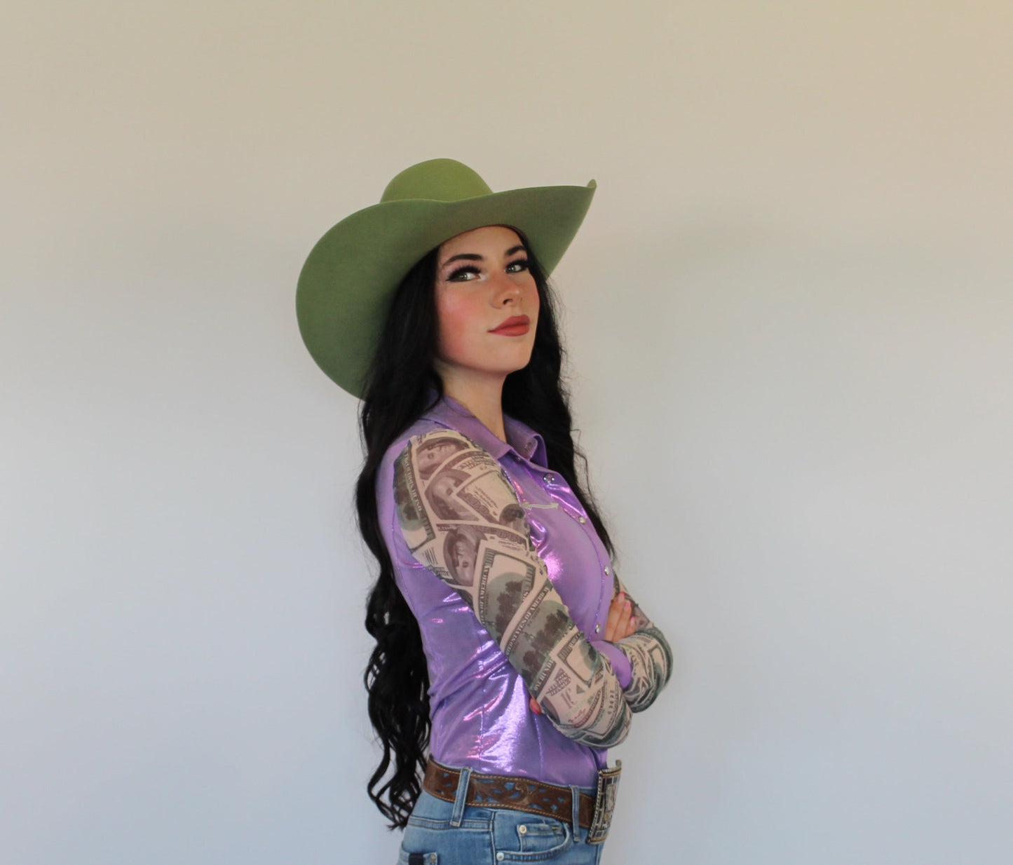 All In Mesh Sleeve Pearl Snap Rodeo Shirt