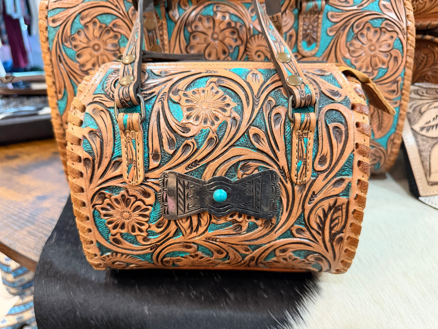 SILVER THUNDERBIRD TOOLED LEATHER SPEEDY BAGS