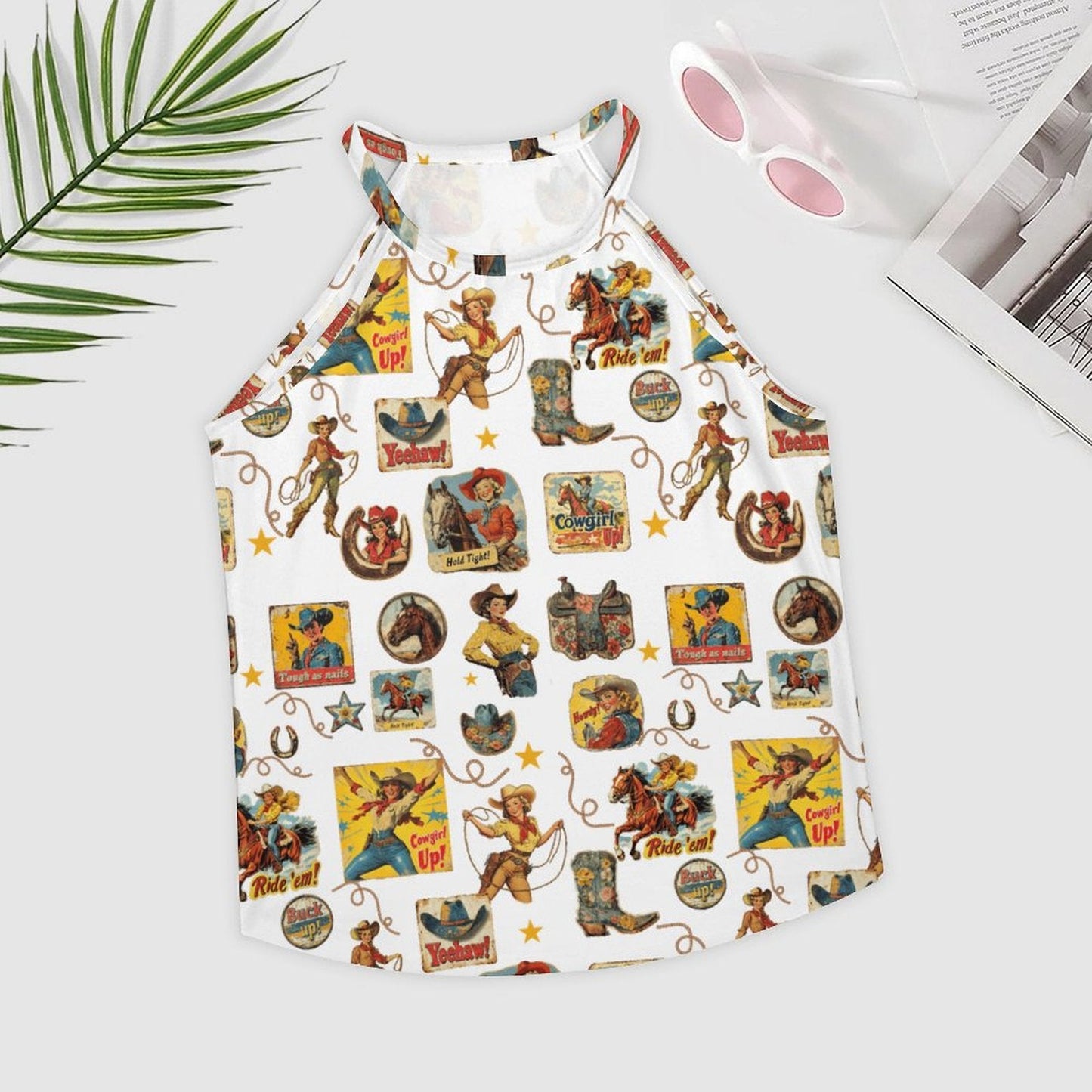 Vintage Cowgirl Collage Western Tank Top