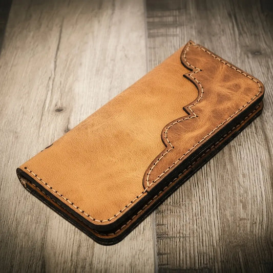 Western Long Wallet — Hand-Tooled, Made in Texas