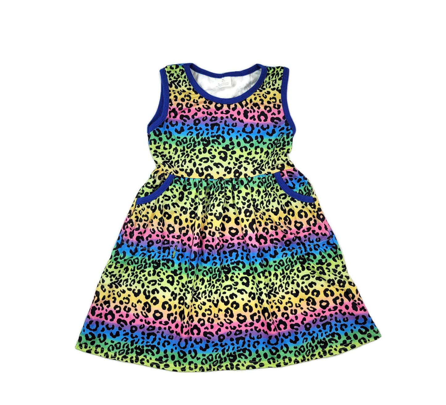 Neon Leopard Pocket Milk Silk Tank Dress