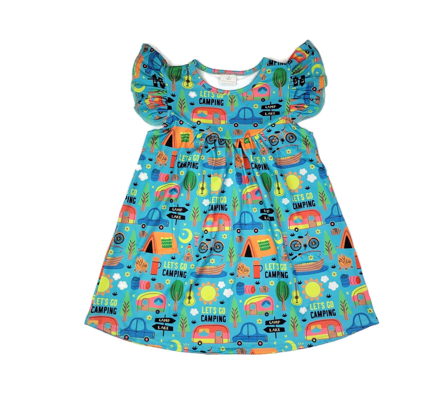 Let's Go Camping Milk Silk Flutter Dress