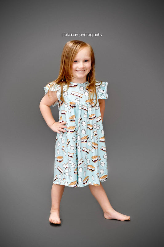 Smores Milk Silk Flutter Dress