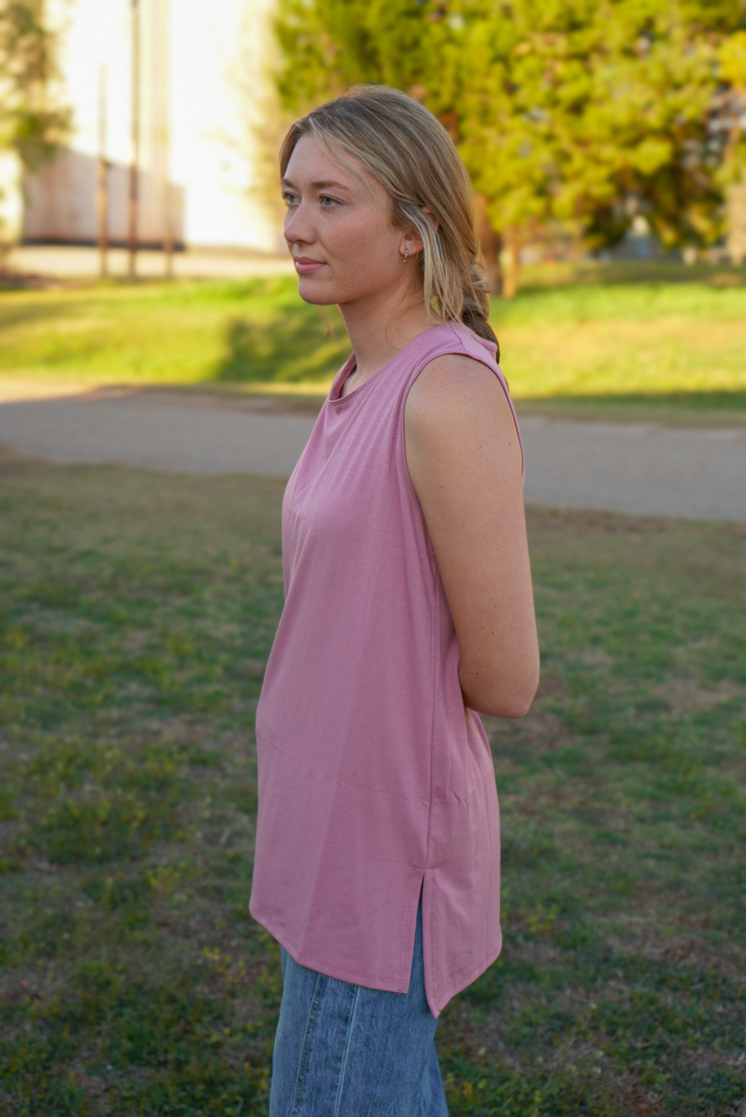 Lite Rose - Sleeveless Side Slit Top