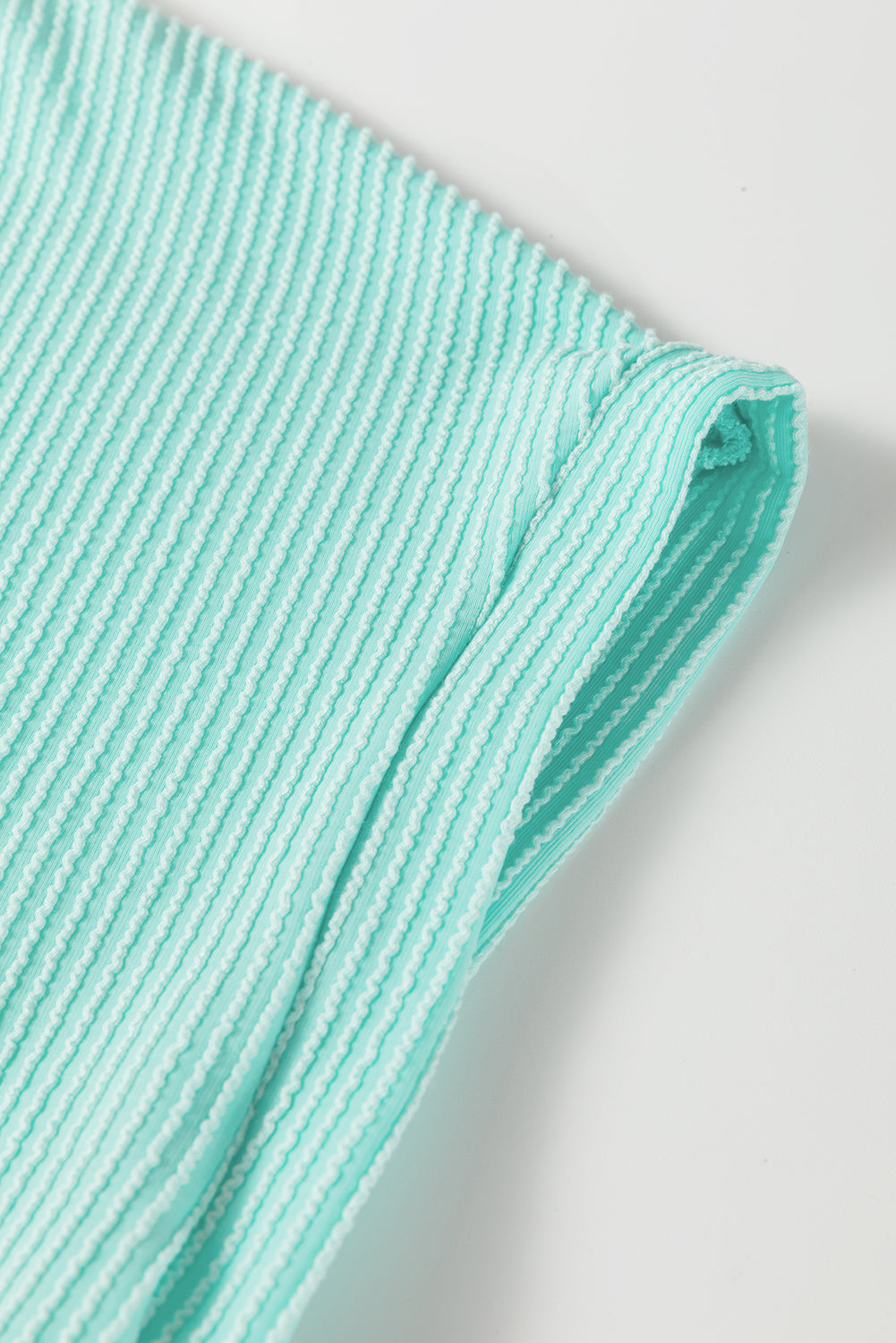 Light Blue Twisted Rib Contrast Pocket Knit Crew Neck Plus Size T Shirt