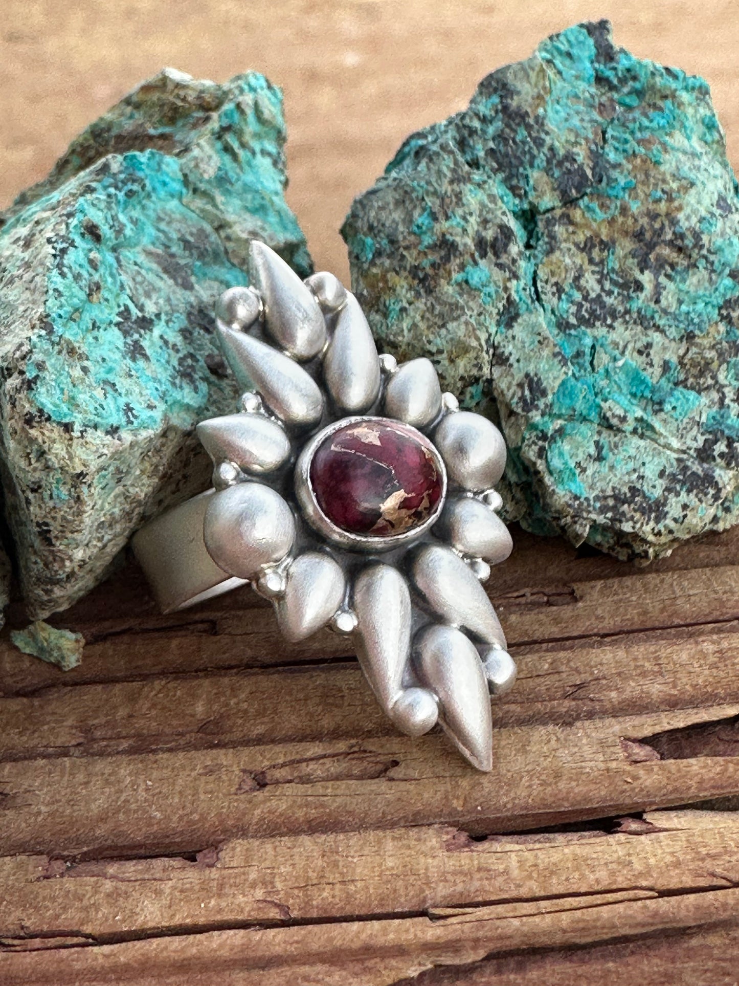 Beautiful Handmade Dahlia Rose And Sterling Silver Adjustable Ring