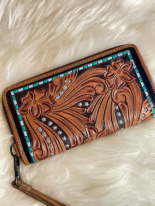 Tooled Turquoise Wallet - SALE