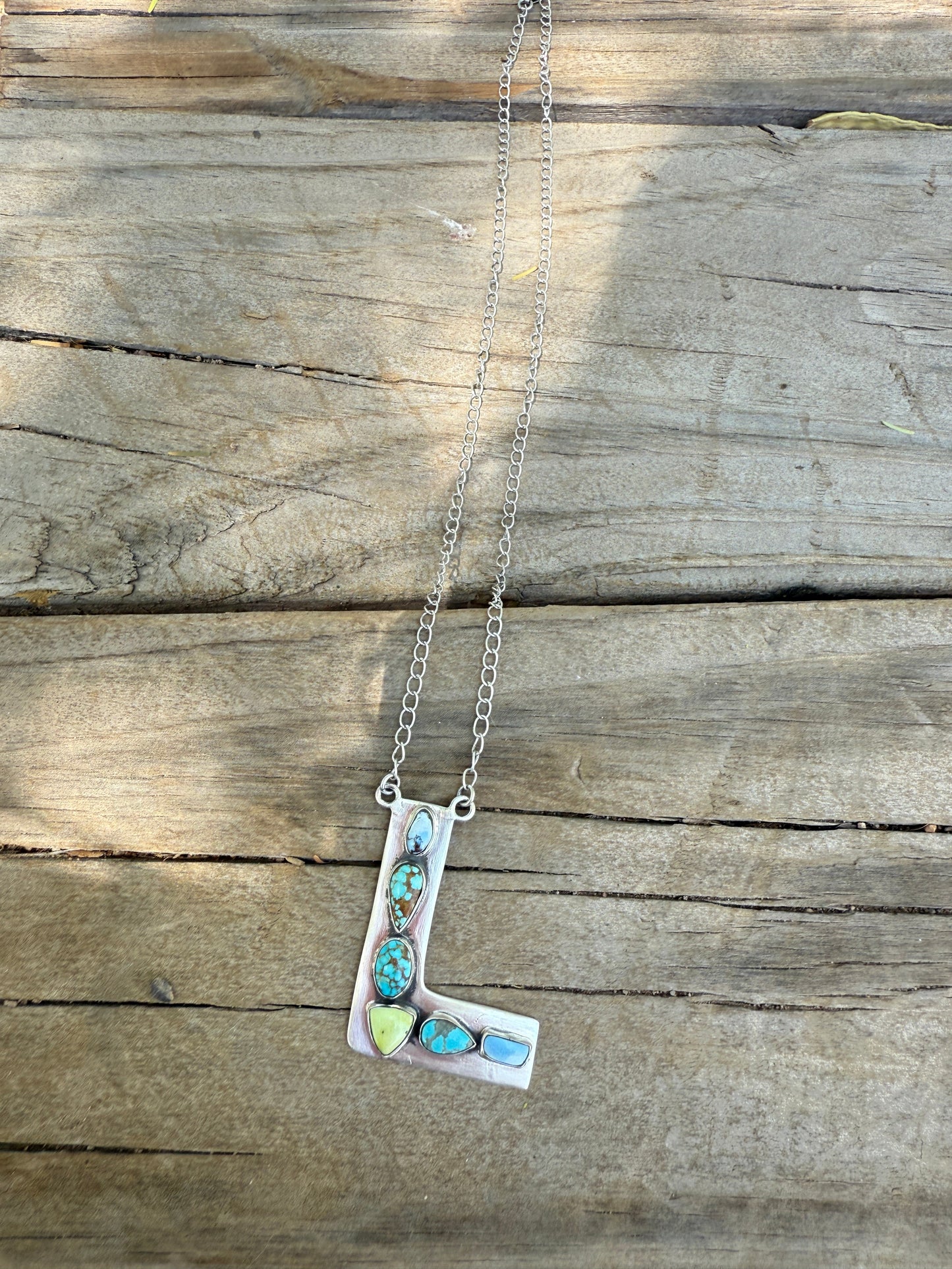 Handmade Sterling Silver Multi Stone Letter Necklace Signed Nizhoni Leslie’s fav