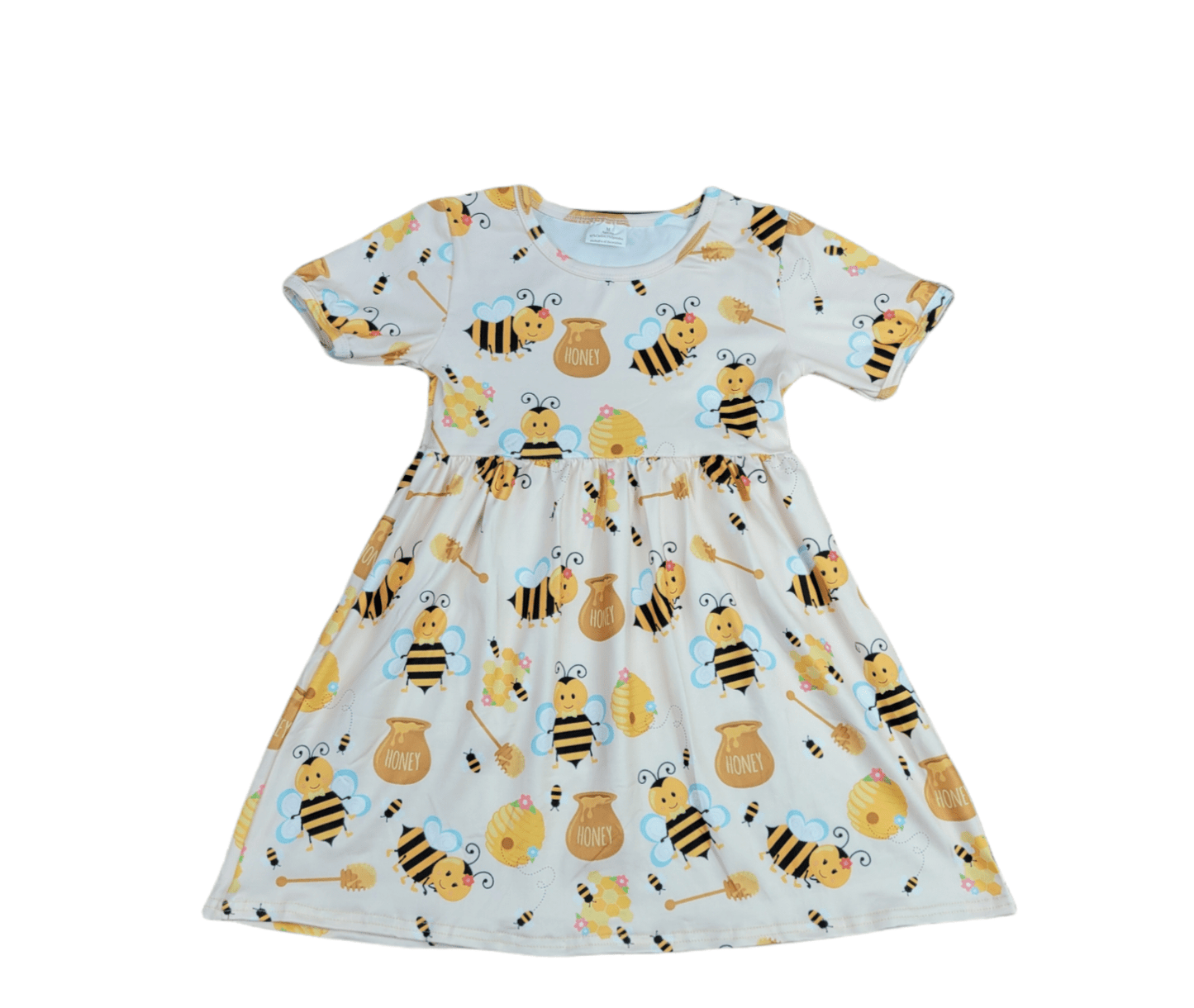 Busy Bee Short Sleeve Milk Silk Dress
