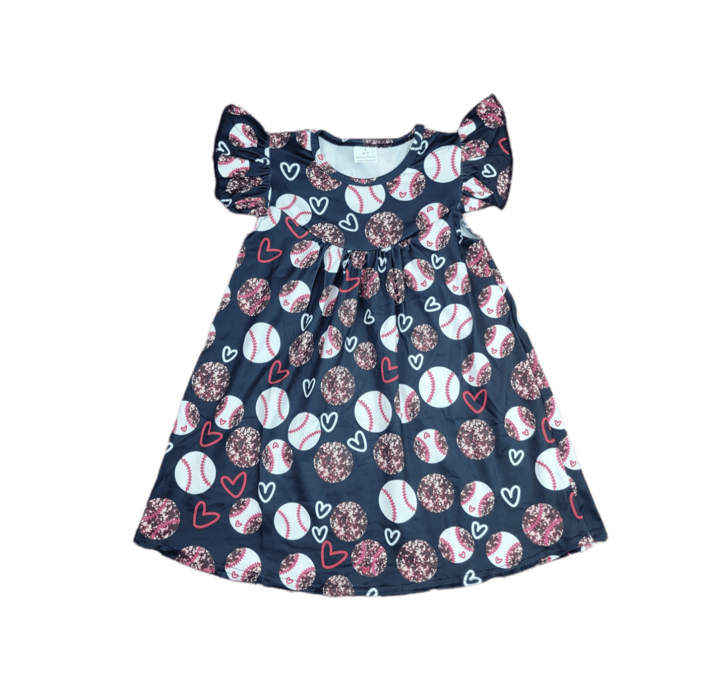 For The Love Of Baseball Milk Silk Flutter Dress